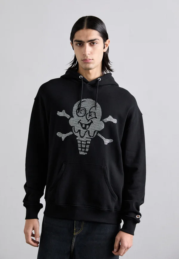 RHINESTONE CONES & BONES POPOVER HOOD - Kapuzenpullover - black