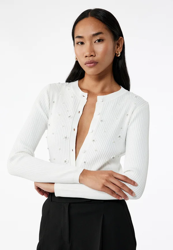 RHINESTONE DETAIL - Strickjacke - white