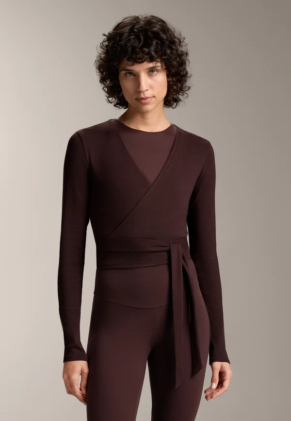 RIB COTTON WRAP - Langarmshirt - brown