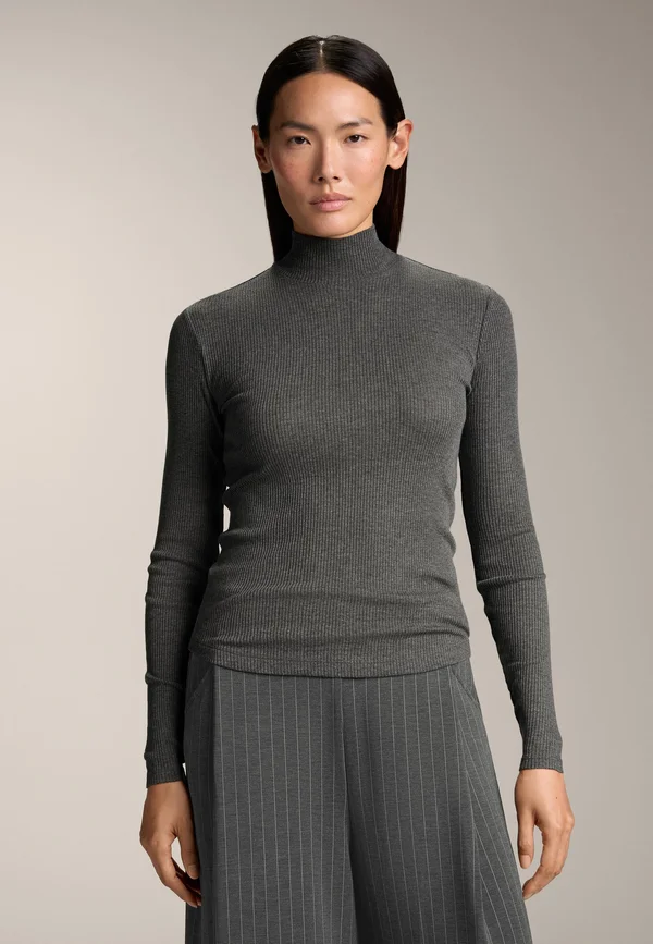 RIB HIGH-NECK THERMAL BASE LAYER WITH LYOCELL - Strickpullover - mottled grey