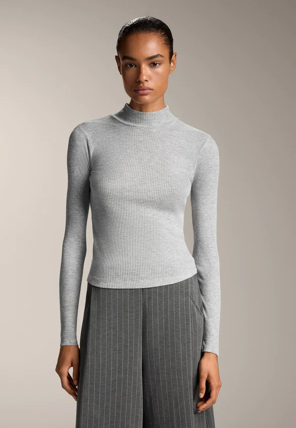 RIB HIGH-NECK THERMAL BASE LAYER WITH LYOCELL - Strickpullover - grey
