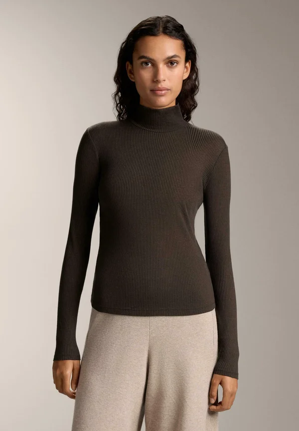 RIB HIGH-NECK THERMAL BASE LAYER WITH LYOCELL - Strickpullover - brown