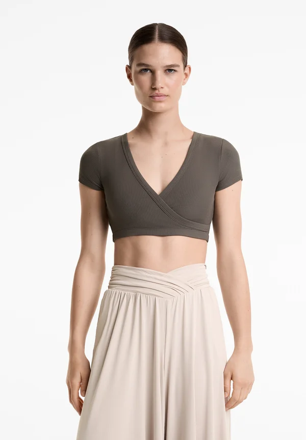 RIB SOFT TOUCH CROSSOVER - T-Shirt basic - grey