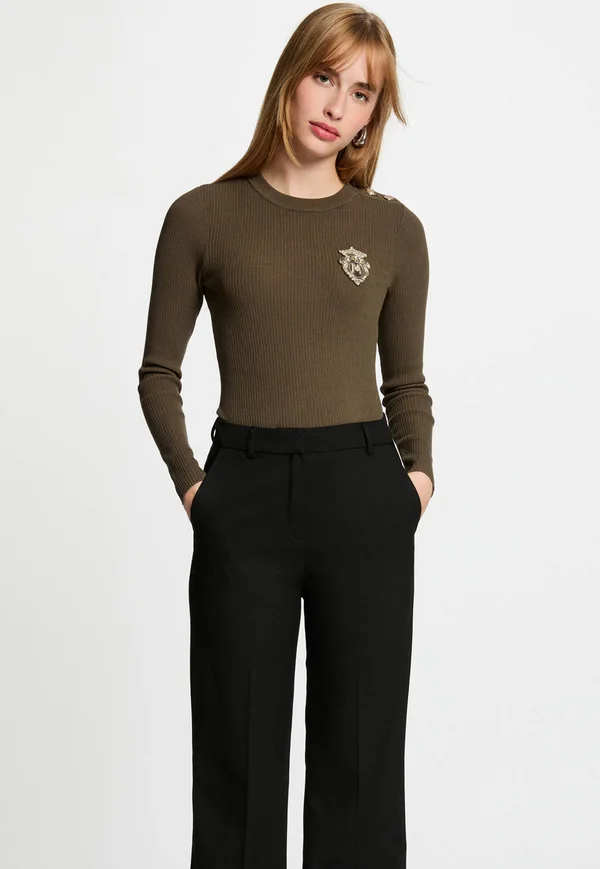 RIBBED  ROUND NECK - Strickpullover - vert kaki