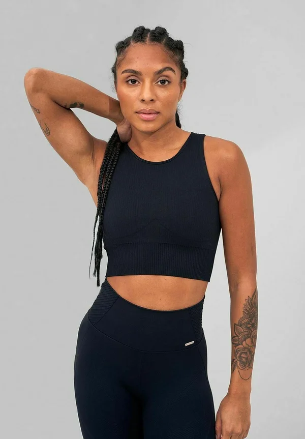 RIBBED SEAMLESS CROP - Top - black