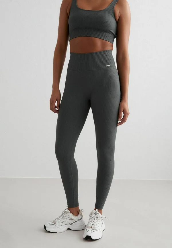 RIBBED SEAMLESS - Tights - sage