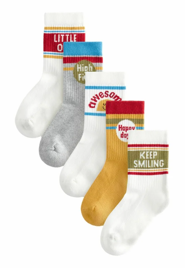 RICH 5 PACK - Socken - ecru mustard red retro slogan