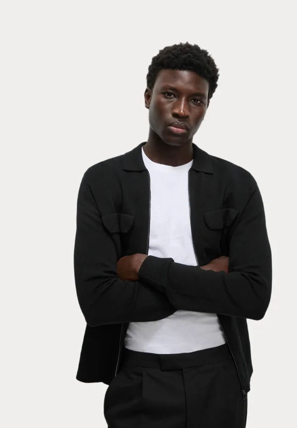 RICH ZIP POCKET SMART - Strickjacke - black