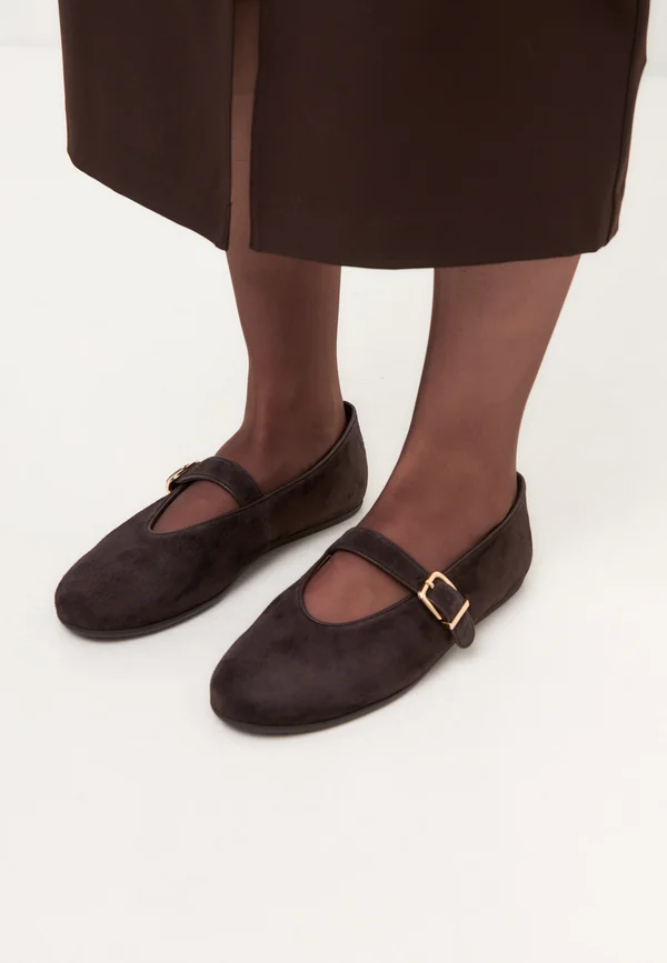 Riemchenballerina - brown suede