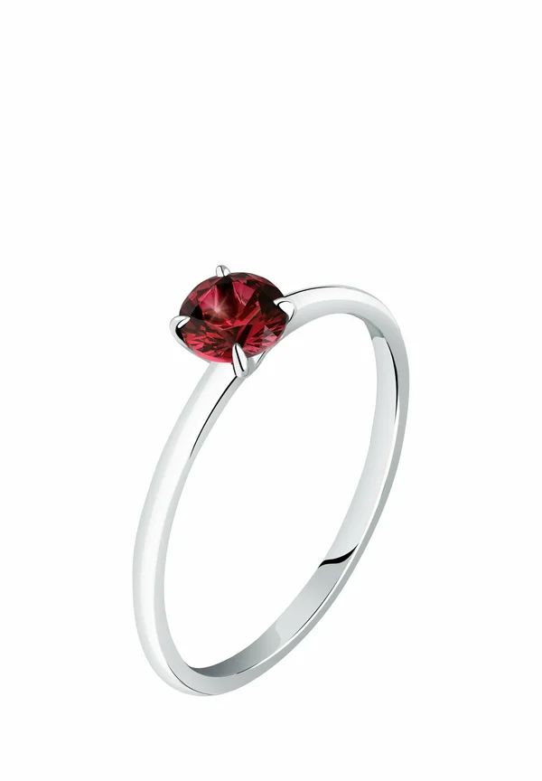 Ring - red silver-coloured