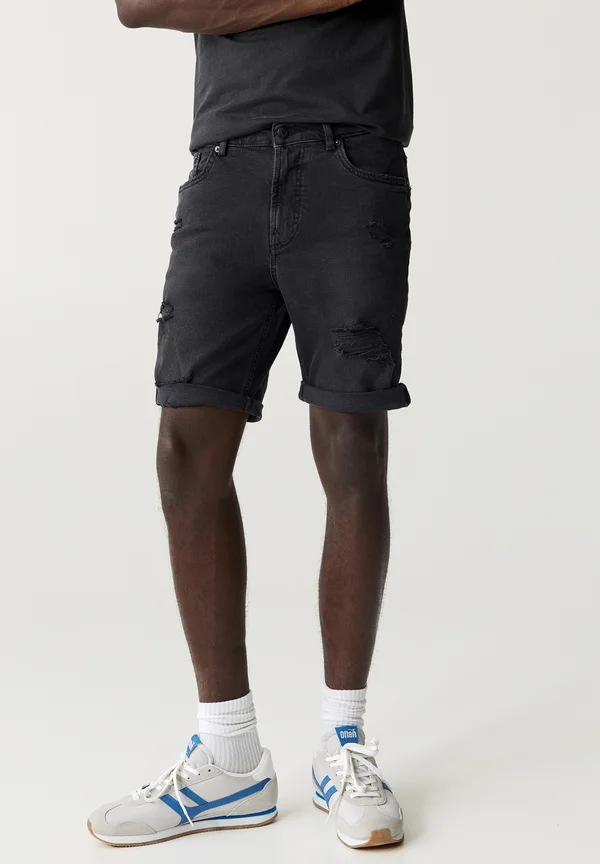 RIPPED BERMUDA  - Jeans Shorts - black