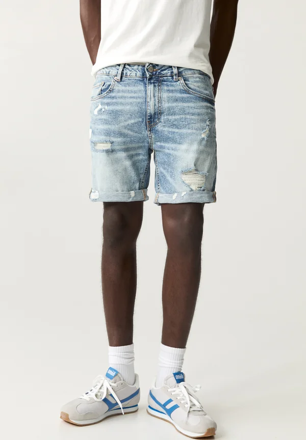 RIPPED BERMUDA  - Jeans Shorts - blue