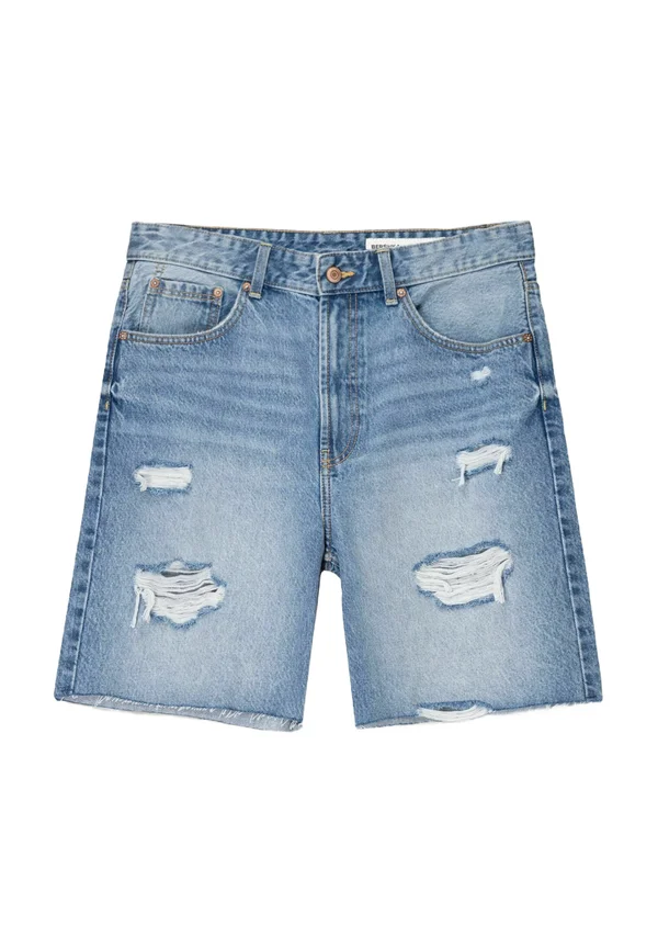RIPPED - BERMUDA - Jeans Shorts - light blue denim