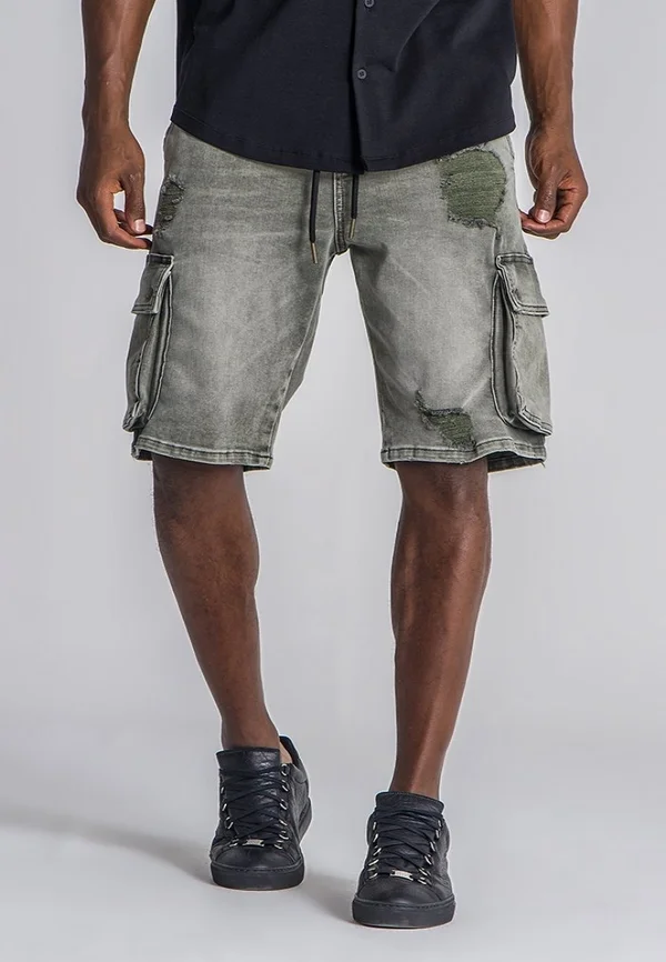 RIPPED - Jeans Shorts - army green