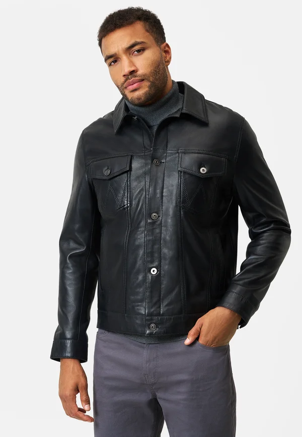 ROBERTO - Lederjacke - schwarz