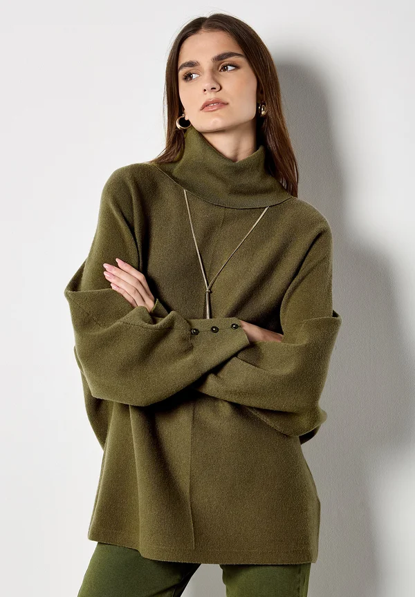 ROLL NECK OVERSIZED BATWING - Strickpullover - khaki