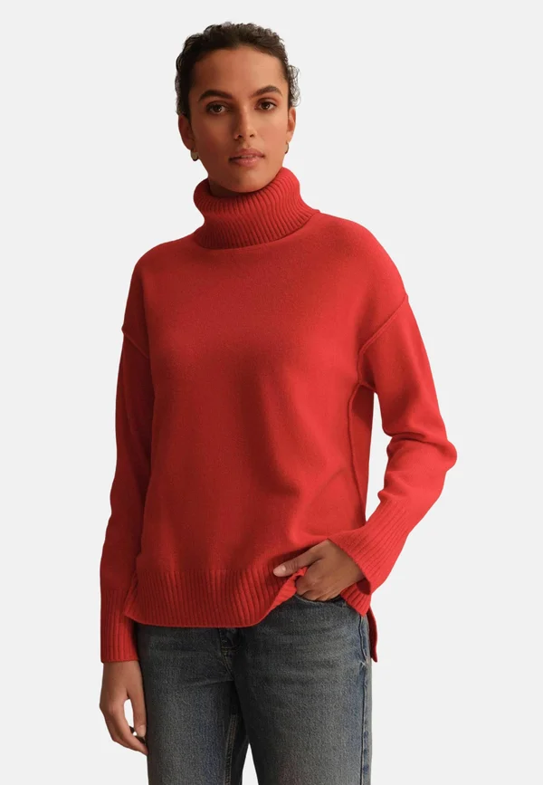 ROLL NECK - Strickpullover - cherry red
