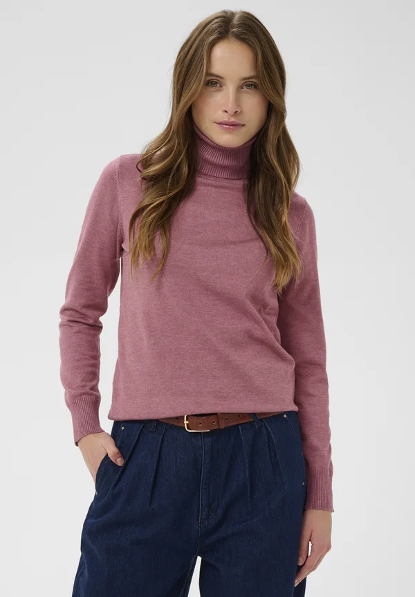 ROLL NECK - Strickpullover - red violet melange