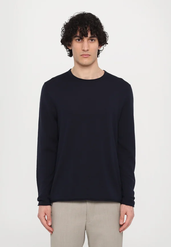 ROLLED EDGE SWEATER - Strickpullover - navy