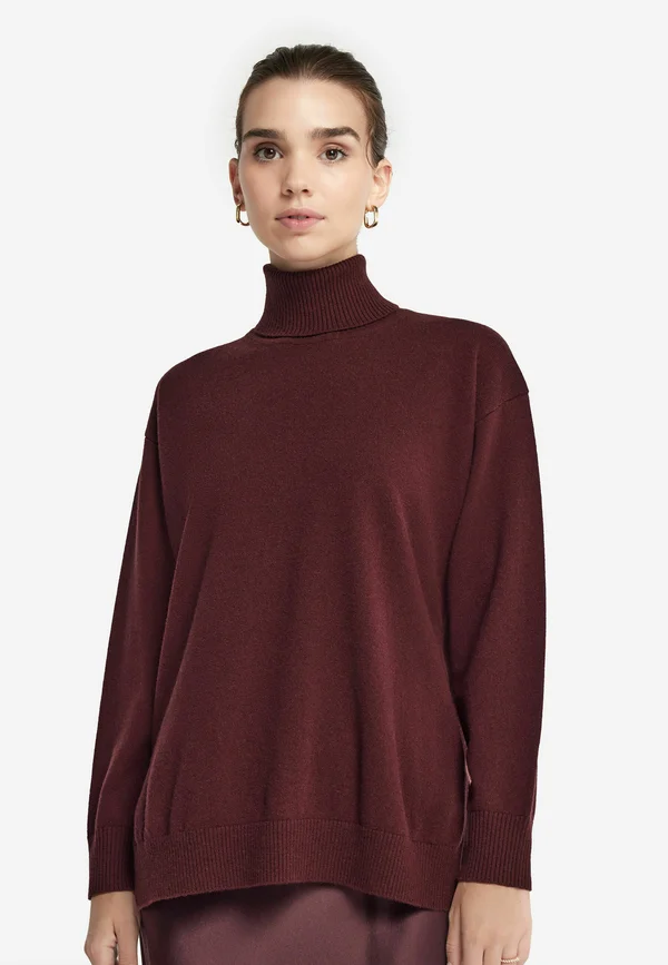 ROLLKRAGEN AUS ULTRASOFT MIT SCHLITZEN - Strickpullover - Burgundy