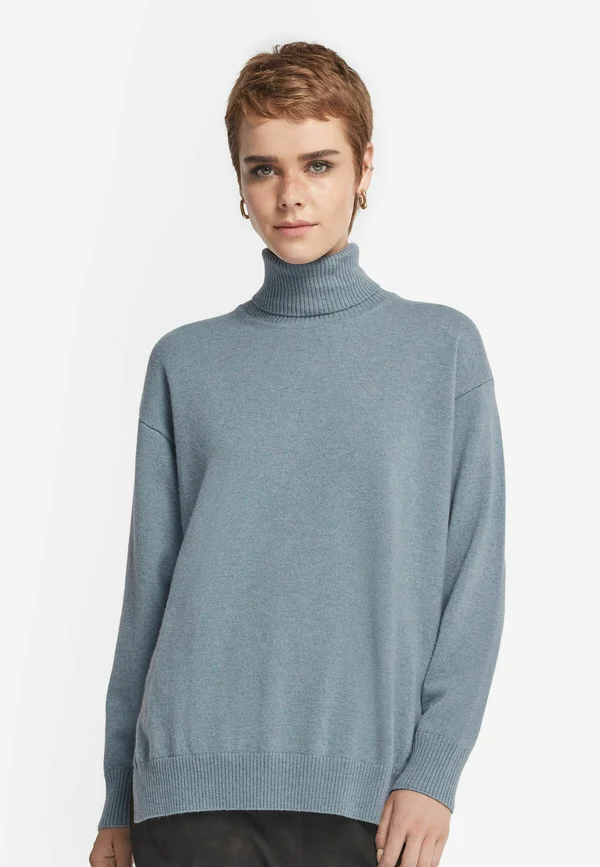 ROLLKRAGEN AUS ULTRASOFT MIT SCHLITZEN - Strickpullover - hellblau  niagara