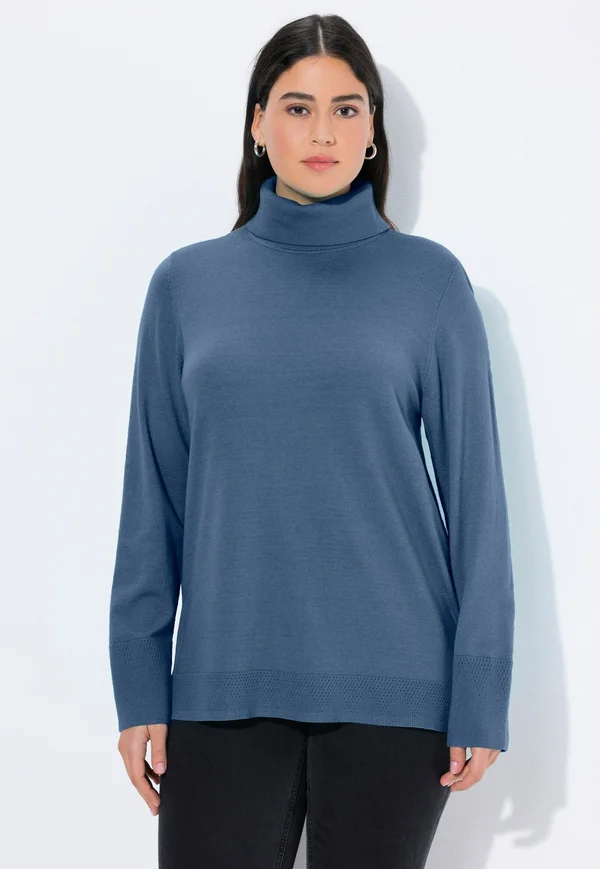 ROLLKRAGEN BÜNDCHEN - Strickpullover - atlantic blue