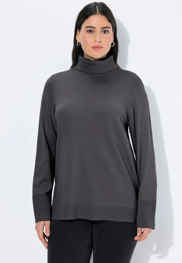 ROLLKRAGEN BÜNDCHEN - Strickpullover - mottled anthracite