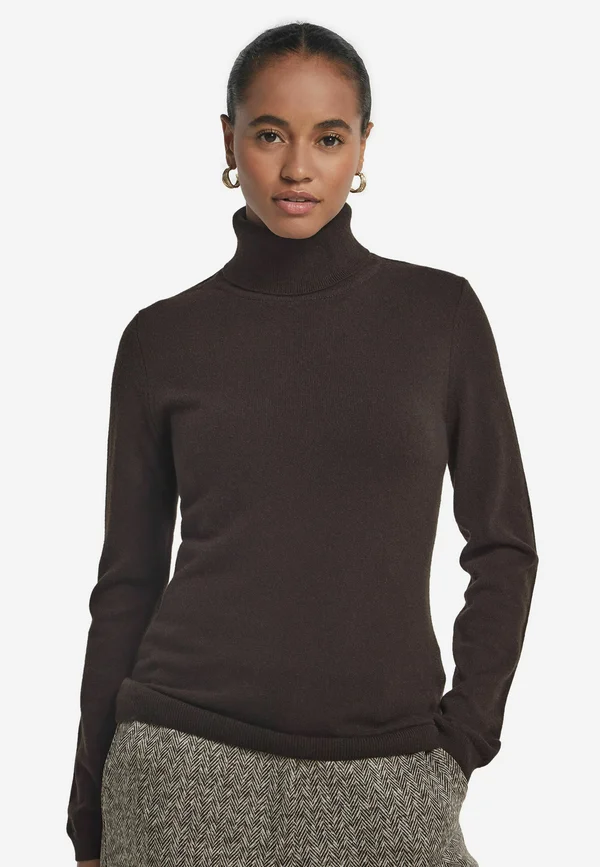 ROLLKRAGEN MIT LANGARM - Strickpullover - braun - fondente melange