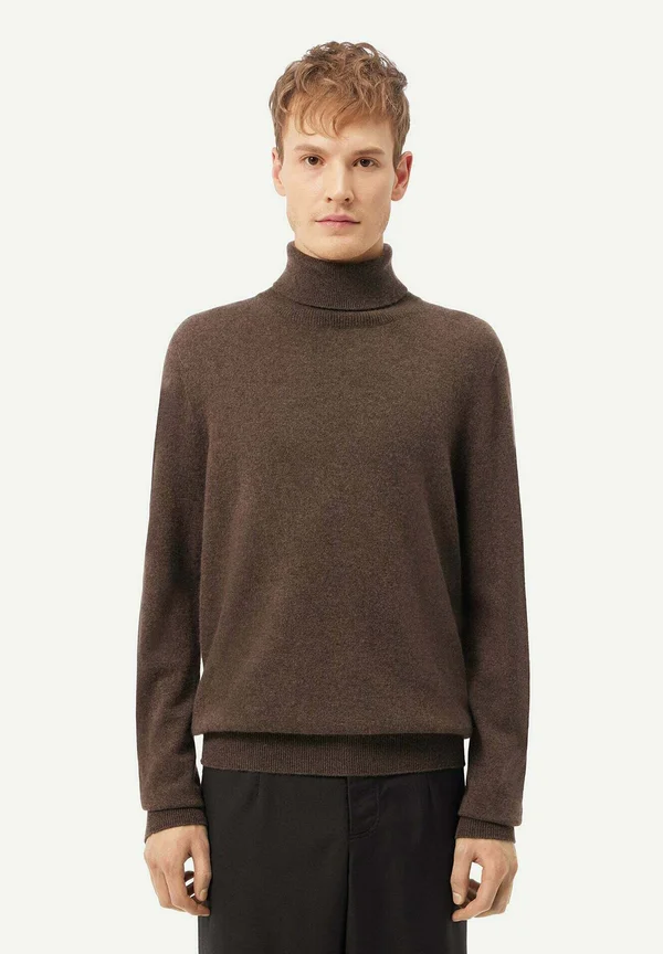 ROLLKRAGEN - Strickpullover - dark brown melange