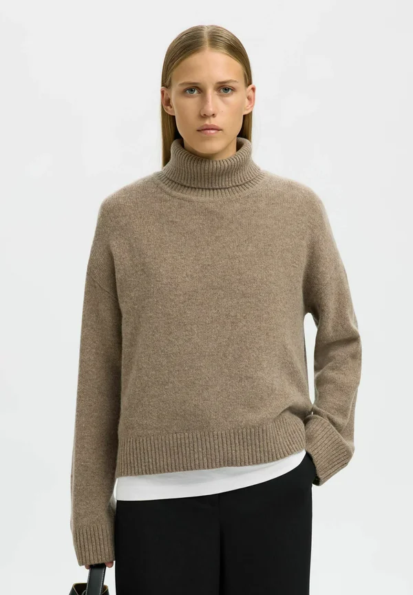 ROLLKRAGEN - Strickpullover - desert taupe