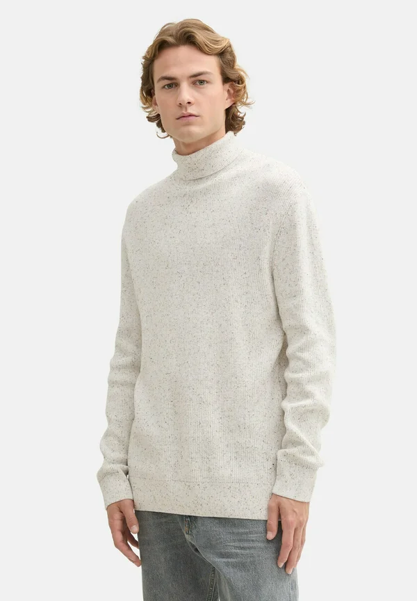 ROLLKRAGEN - Strickpullover - white black multicolor neps