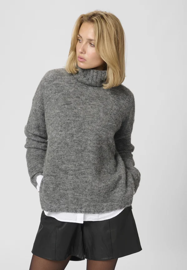 ROLLNECK - Strickpullover - dark grey melange