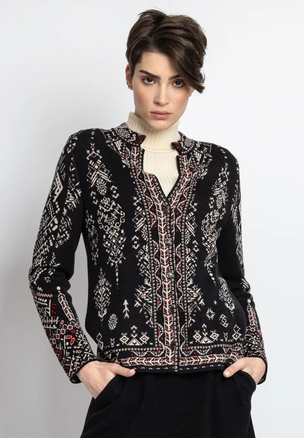 ROOT PATTERN - Strickjacke - black