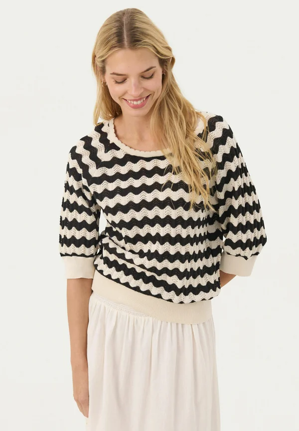 ROSINE - Strickpullover - whitecap black pointelle