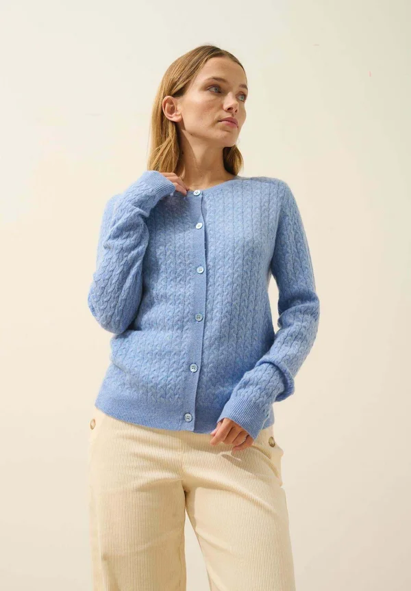 ROUND NECK - Strickjacke - sky