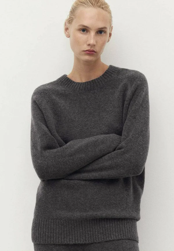 ROUND-NECK - Strickpullover - anthracite