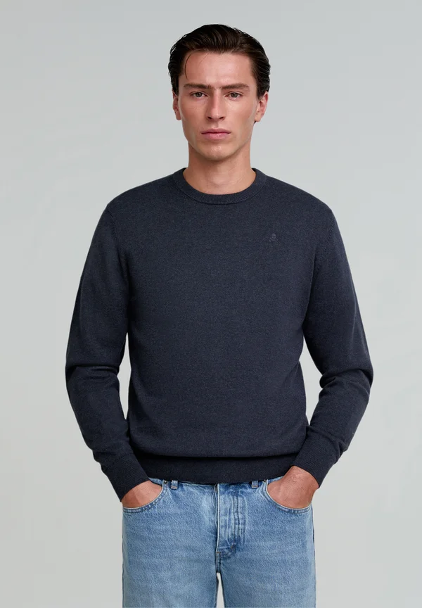 ROUND NECK  - Strickpullover - dark navy