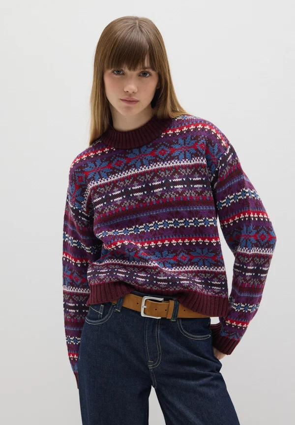 ROUND NECK - Strickpullover - red/purple