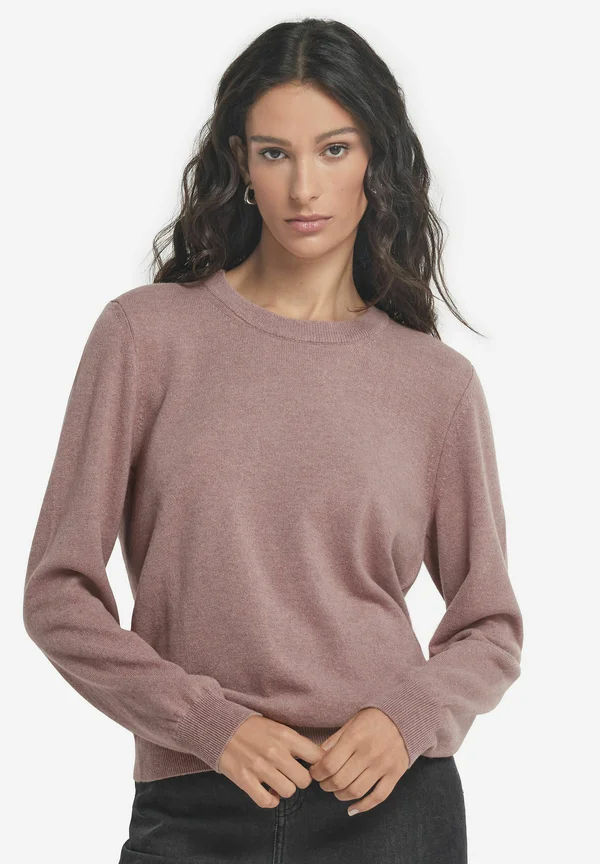 ROUND NECK - Strickpullover - rosa dusty rose melange