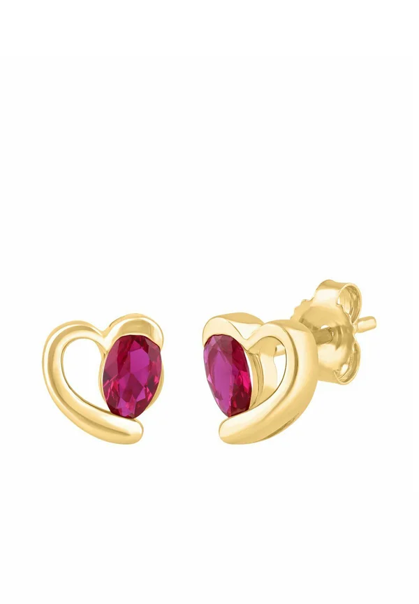RUBY OPEN HEART STUD - Ohrringe - yellow gold-coloured