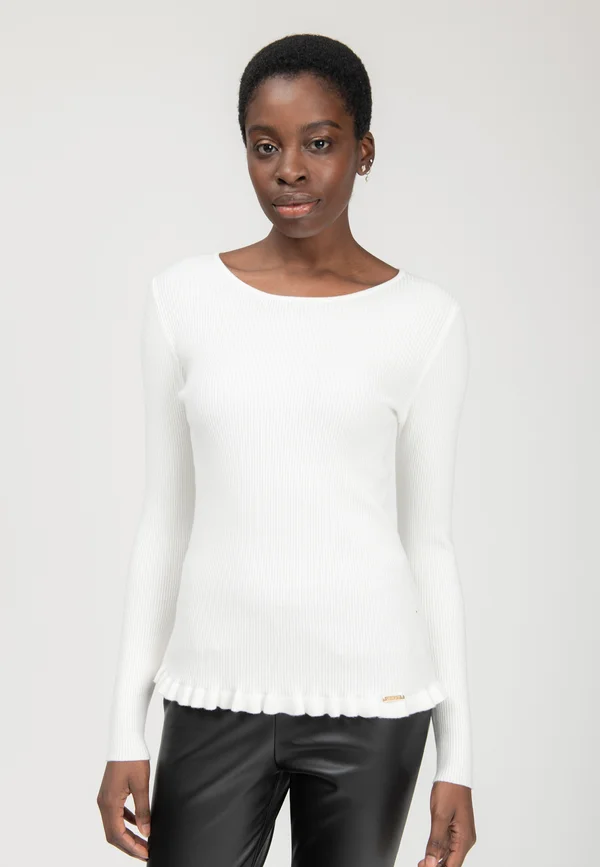 RUCHED HEM - Strickpullover - milk
