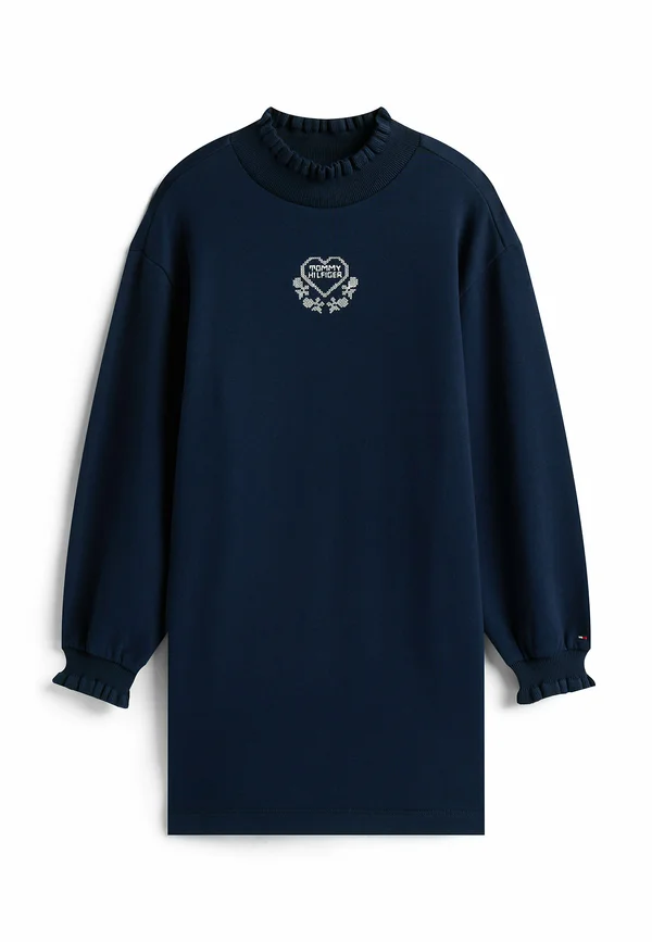 RUFFLE NECK - Freizeitkleid - dark night navy