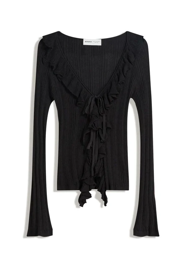 RUFFLES - Strickjacke - black