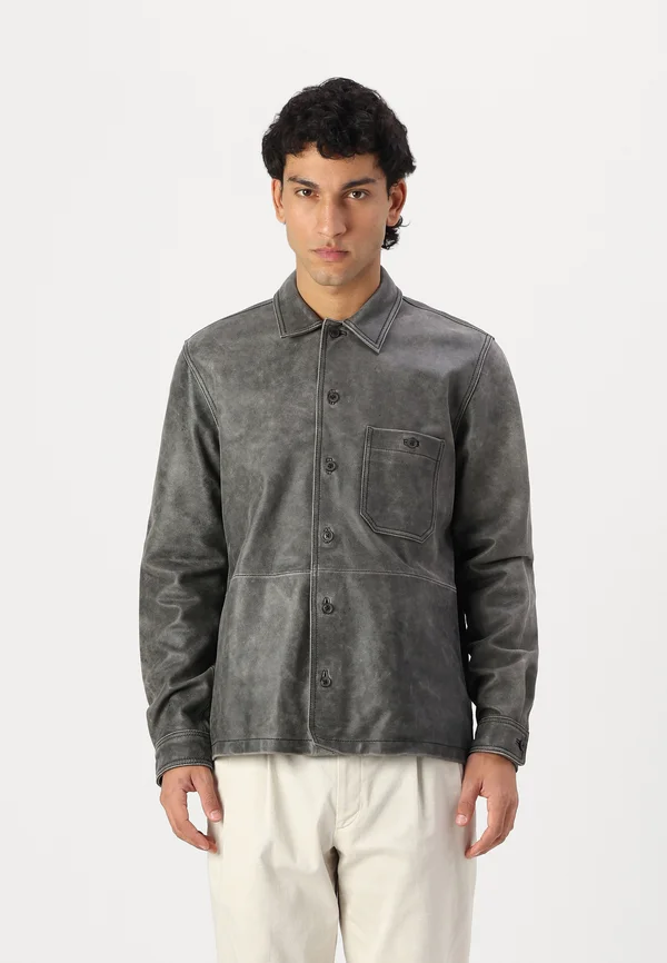 RUFFO OVERSHIRT - Lederjacke - black