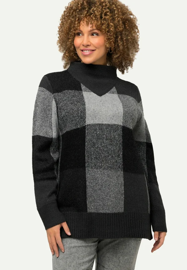 RUITENDESSIN OPSTAANDE KRAAG - Strickpullover - anthrazit melange