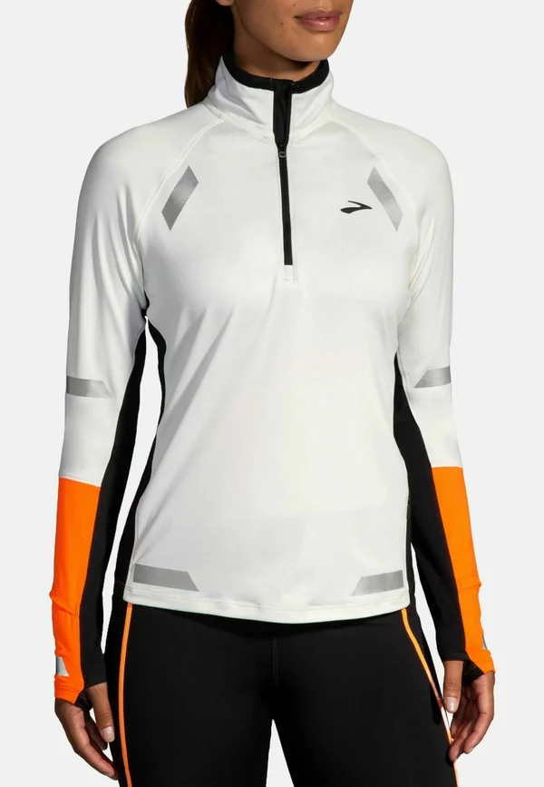 RUN VISIBLE 1/2 ZIP 2.0 - Langarmshirt - ecru fluoro flash black