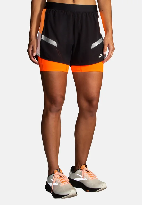 RUN VISIBLE 4" 2-IN-1 SHORT 2.0 - Kurze Sporthose - black ecru fluoro flash