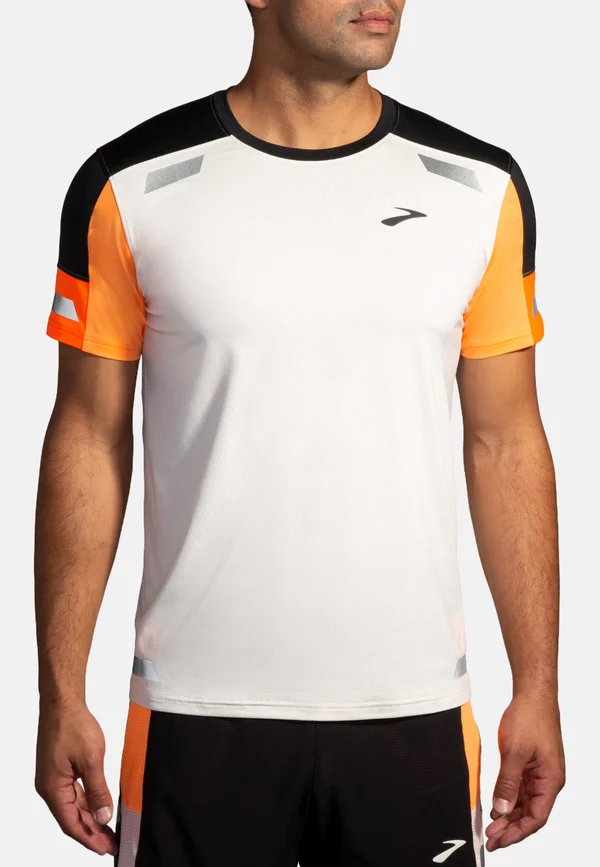 RUN VISIBLE SHORT SLEEVE 2.0 - Sport T-Shirt - ecru fluoro flash black