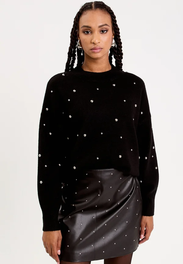RUNDHALS MIT LANGEN ÄRMELN - Strickpullover - noir