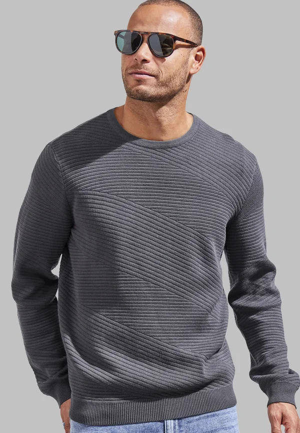 RUNDHALS - Strickpullover - anthrazit